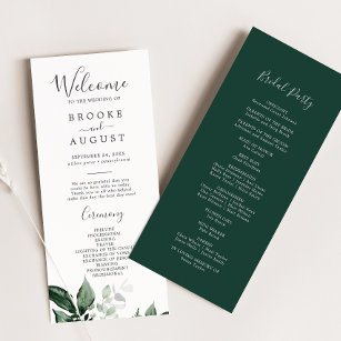 Emerald Greenery Wedding Program