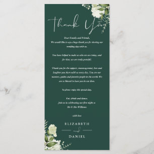 Emerald Greenery Wedding Thank You Place Card