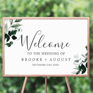 Emerald Greenery Wedding Welcome Poster