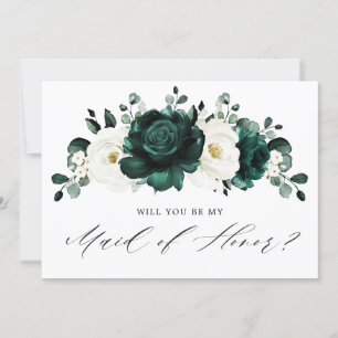 Emerald Greenery Will you be my Maid of Honour     Invitation