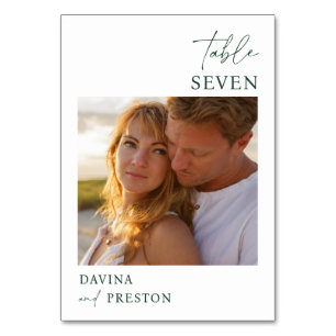 Emerald Greenn Script MINIMAL PHOTO  Table Number