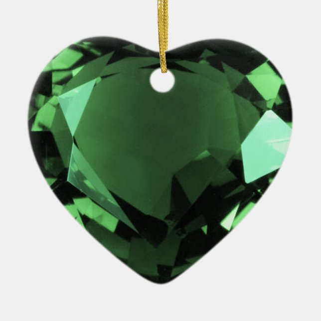 Emerald Heart Ceramic Ornament (Front)