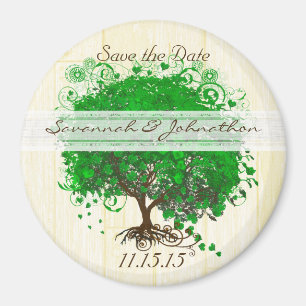 Emerald Heart Leaf Tree Save the Date Magnets