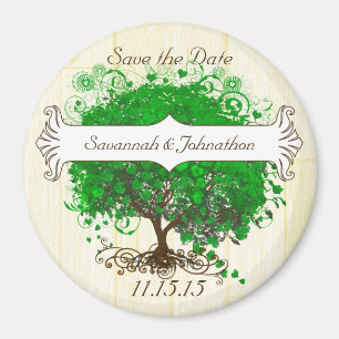 Emerald Heart Leaf Tree Save the Date Magnets