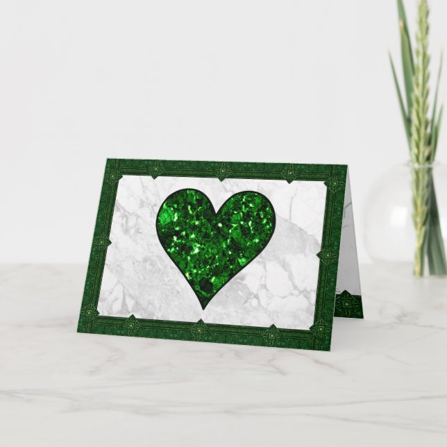 Emerald Heart St. Patrick's Day Holiday Card (Front)