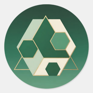 Emerald Hexagon Geometric Luxe Classic Round Sticker