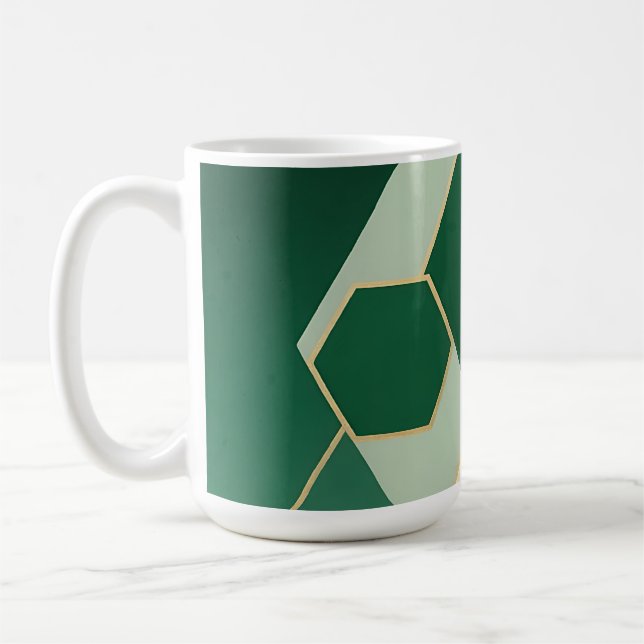 Emerald Hexagon Geometric Luxe Coffee Mug (Left)
