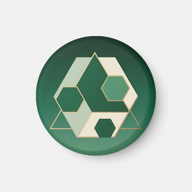 Emerald Hexagon Geometric Luxe Magnet (Front)