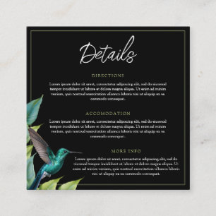 Emerald Hummingbird Tropical Leaves Wedding Enclosure Card