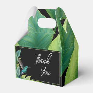 Emerald Hummingbird Tropical Leaves Wedding Favour Box