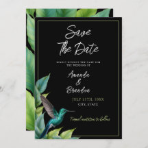 Emerald Hummingbird Tropical Leaves Wedding