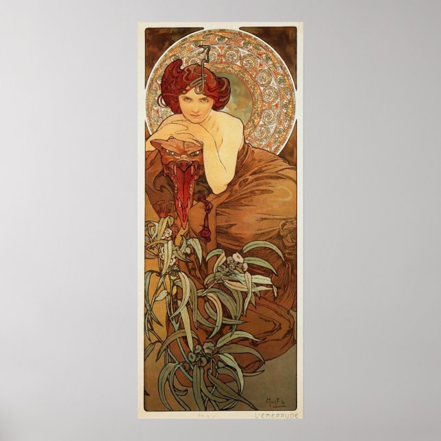 Emerald Illustration by Alphonse Mucha Poster (Front)