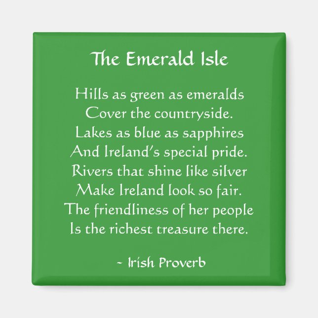 Emerald Isle Irish Proverb Magnet (Front)