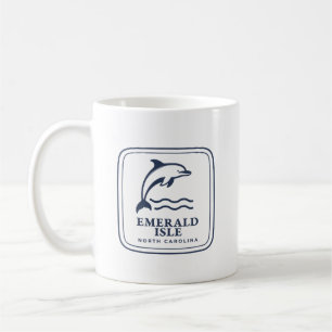 Emerald Isle North Carolina Dolphin Coastal Beach Coffee Mug