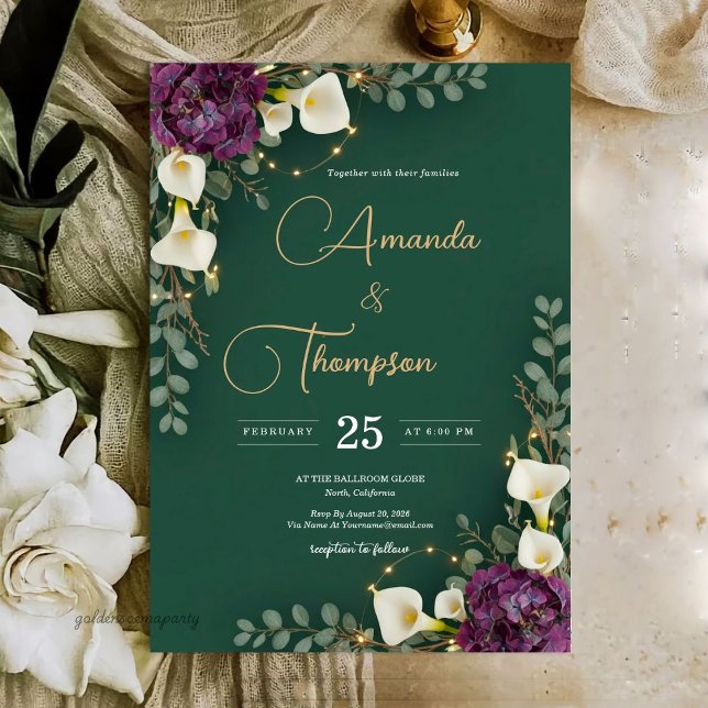 Emerald & Ivory Botanical Elegance Wedding Invitation (Emerald & Ivory Botanical Elegance Wedding Invitation)