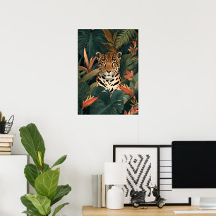 Emerald Jaguar – Tropical Botanical Art Poster