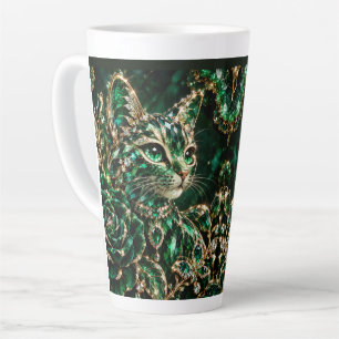 Emerald Jewel Cat Poster Latte Mug