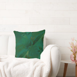 Emerald Jungle Exotic Mystic Tropical Leaves Cushion