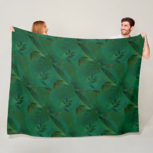 Emerald Jungle Exotic Mystic Tropical Leaves Fleece Blanket
