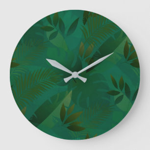 Emerald Jungle Exotic Mystic Tropical Leaves Large Clock
