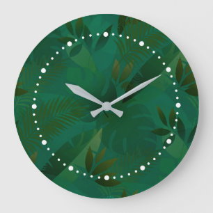 Emerald Jungle Exotic Mystic Tropical Leaves Large Clock