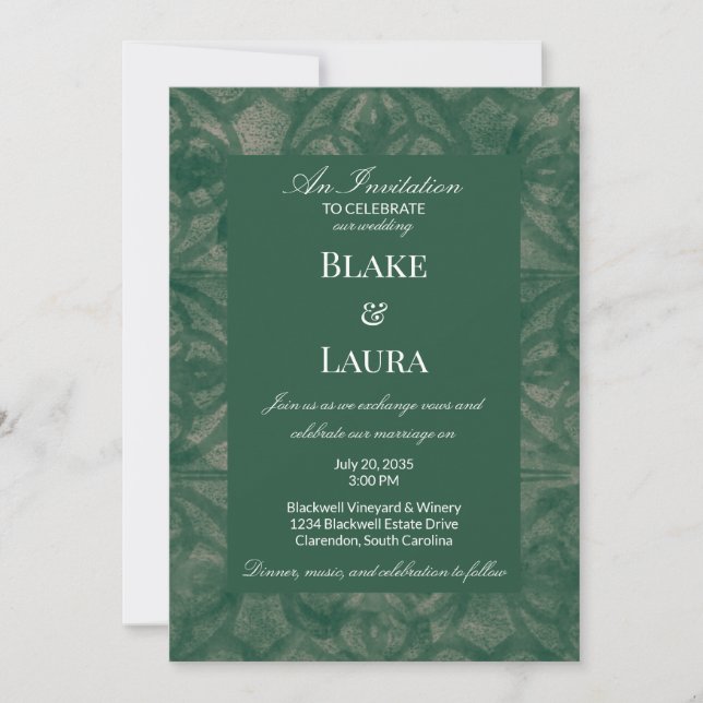 Emerald Lake Fall Batik Simple Custom Invitation (Front)
