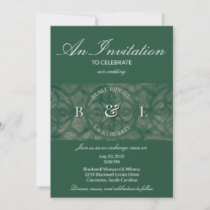 Emerald Lake Fall Muscadine Batik Custom Monogram Invitation