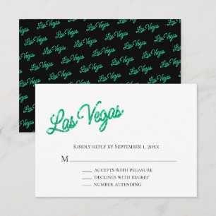 Emerald Las Vegas Sparkles Wedding RSVP Invitation