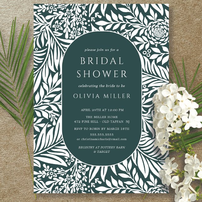 Emerald Leaf Floral Bridal Shower Invitation (Creator Uploaded)