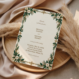 Emerald Leaves Entwine Golden Flourishes Invitation