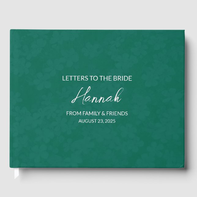 Emerald Letters to the Bride Keepsake Notebook Guest Book (Front)