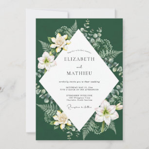 Emerald Lily Fern Wedding Invitation