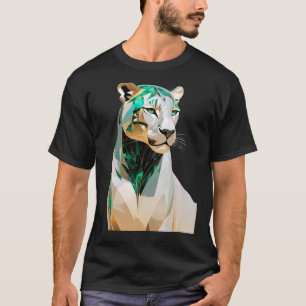 Emerald Lioness Luxury Geometric Animal Art T-Shirt