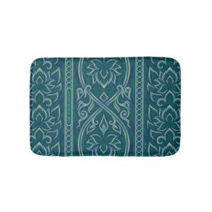 Emerald Lotus Tapestry Pattern - The White Lotus Bath Mat