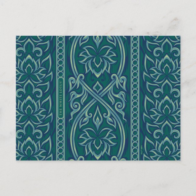 Emerald Lotus Tapestry Pattern - The White Lotus Postcard (Front)