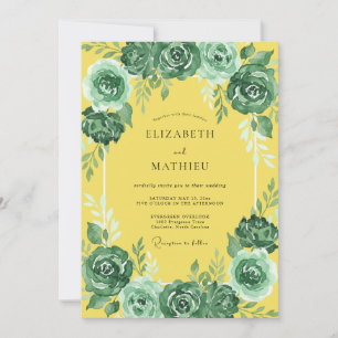 Emerald Lush Bloom Wedding Invitation