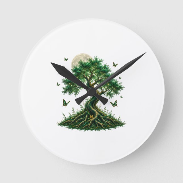 emerald magic tree latte mug round clock (Front)