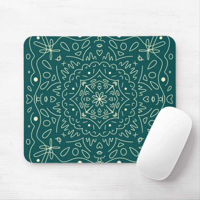 Emerald Mandala Mouse Pad (With Mouse)