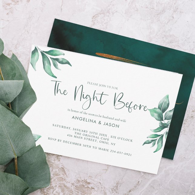 Emerald Marble & Gold Greenery Rehearsal Dinner Invitation (Creator Uploaded)