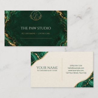 Emerald Marble Personalised Pet Groomer Business Card