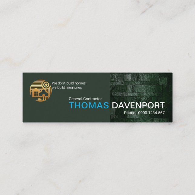 Emerald Marble Tile Wall Professional Builder Mini Business Card (Front)