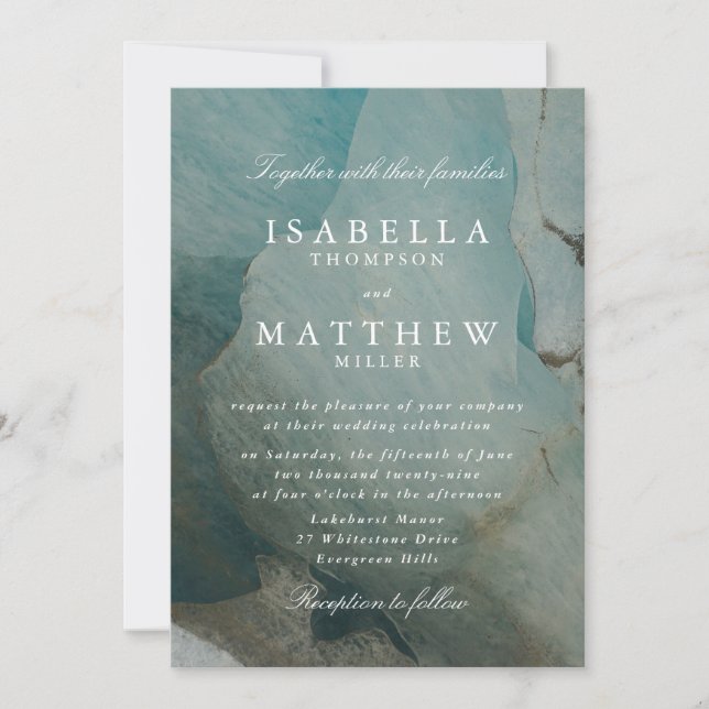 Emerald Marble Wedding Invitation Elegant Modern (Front)