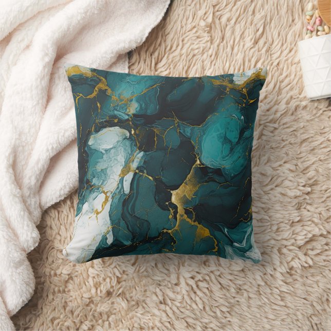 Emerald Marble with Golden Veins Cushion (Blanket)