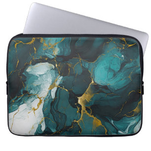 Emerald Marble with Golden Veins Laptop Sleeve