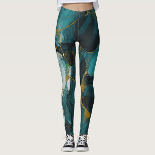 Emerald Marble with Golden Veins Leggings