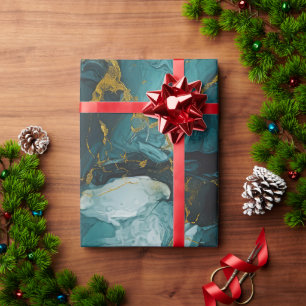 Emerald Marble with Golden Veins Wrapping Paper
