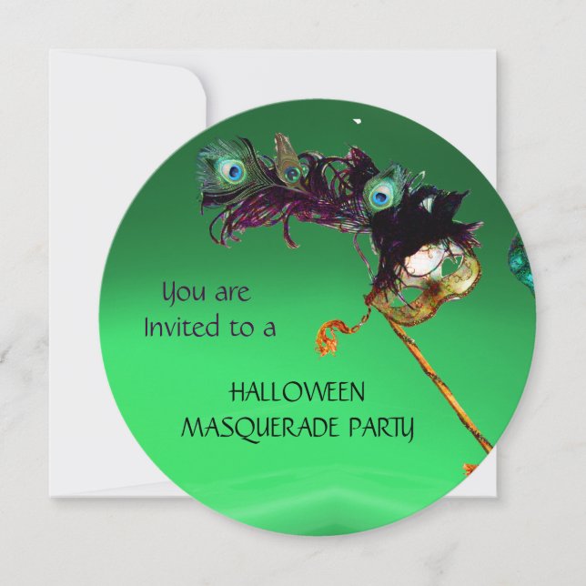 EMERALD MASQUERADE PARTY, Green Orange Invitation (Front)