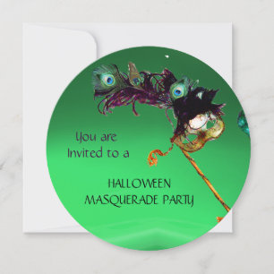 EMERALD MASQUERADE PARTY, Green Orange Invitation