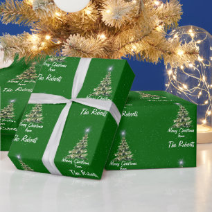 Emerald Merry Christmas Family Photo Add your Wrapping Paper