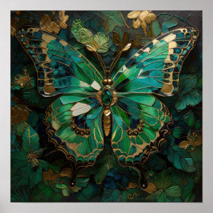 Emerald Metamorphosis - 3D Butterfly Modern Art Poster